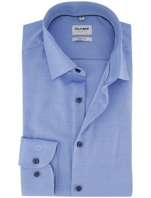 Olymp Olymp Level Five Body fit Overhemd blauw donkere knoop katoen