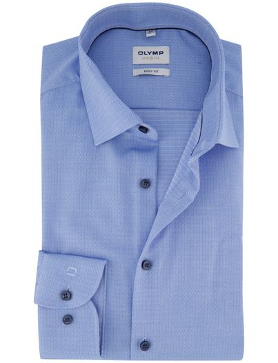 Olymp Olymp Level Five Body fit Overhemd blauw katoen donkere knoop