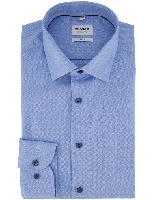 Olymp Level Five Body fit Overhemd blauw donkere knoop katoen
