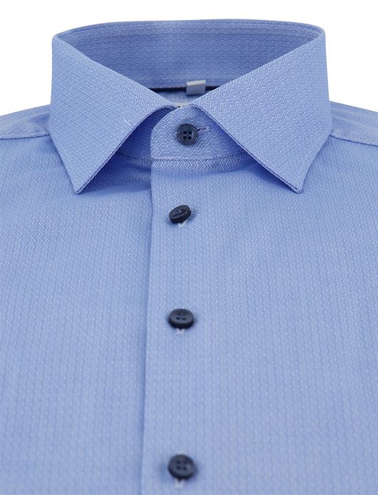 Olymp Level Five Body fit Overhemd blauw donkere knoop katoen