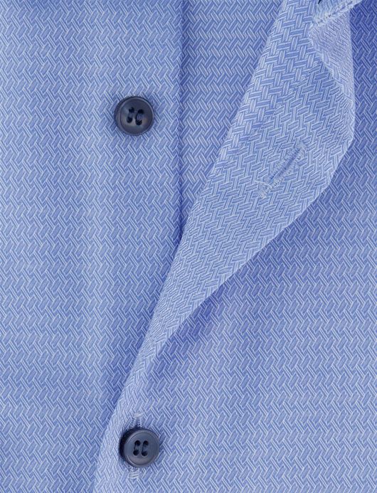 Olymp Level Five Body fit Overhemd blauw donkere knoop katoen