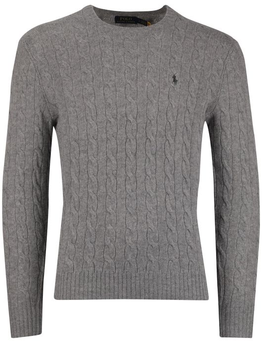 Polo Ralph Lauren kabeltrui grijs wol