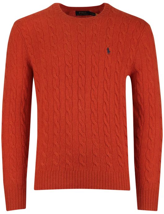 Polo Ralph Lauren oranje kabeltrui wol