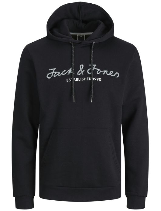 Jack & Jones hoodie zwart katoen
