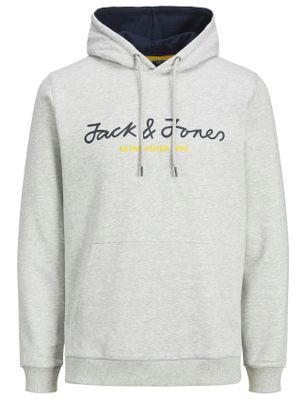 Jack & Jones Jack & Jones hoodie grijs katoen met logo gemêleerd