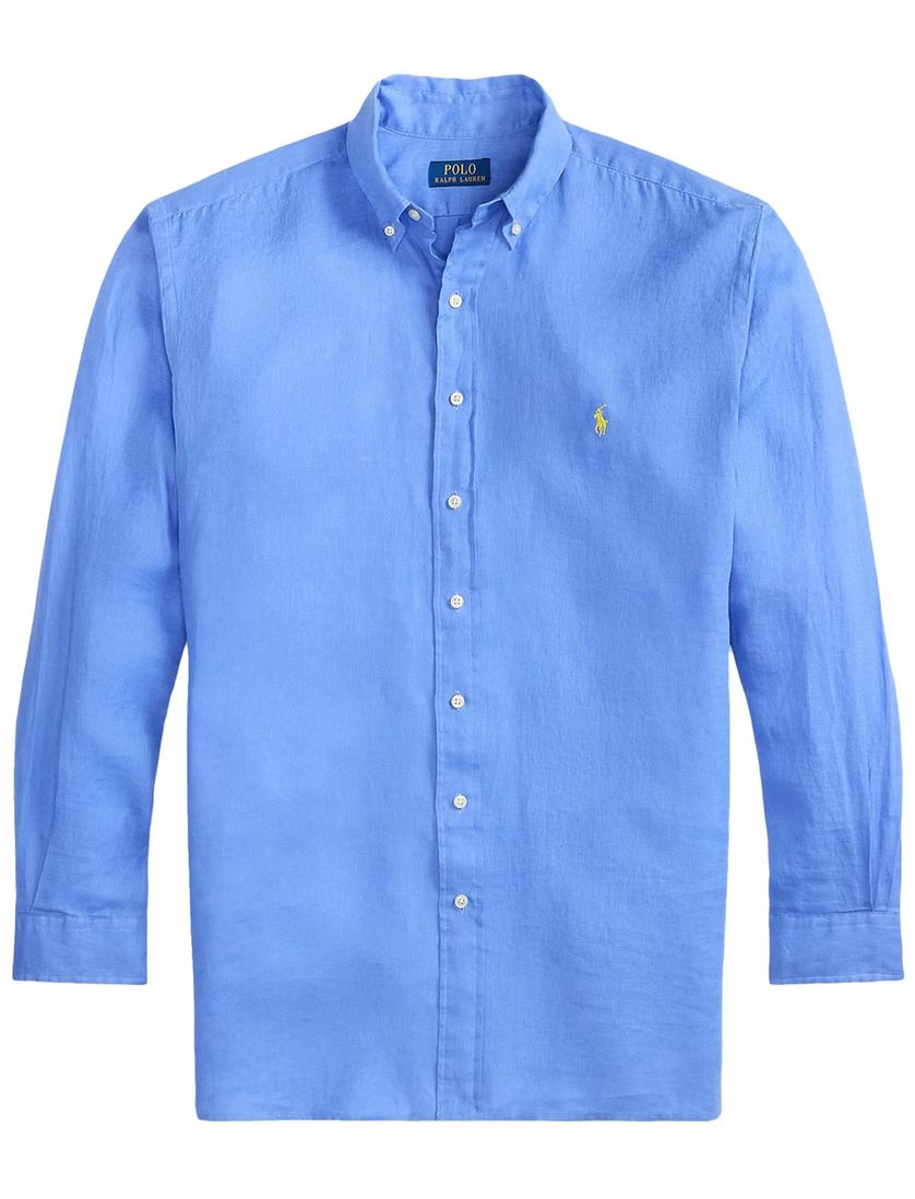 Polo Ralph Lauren big en tall overhemd blauw linnen wijde fit