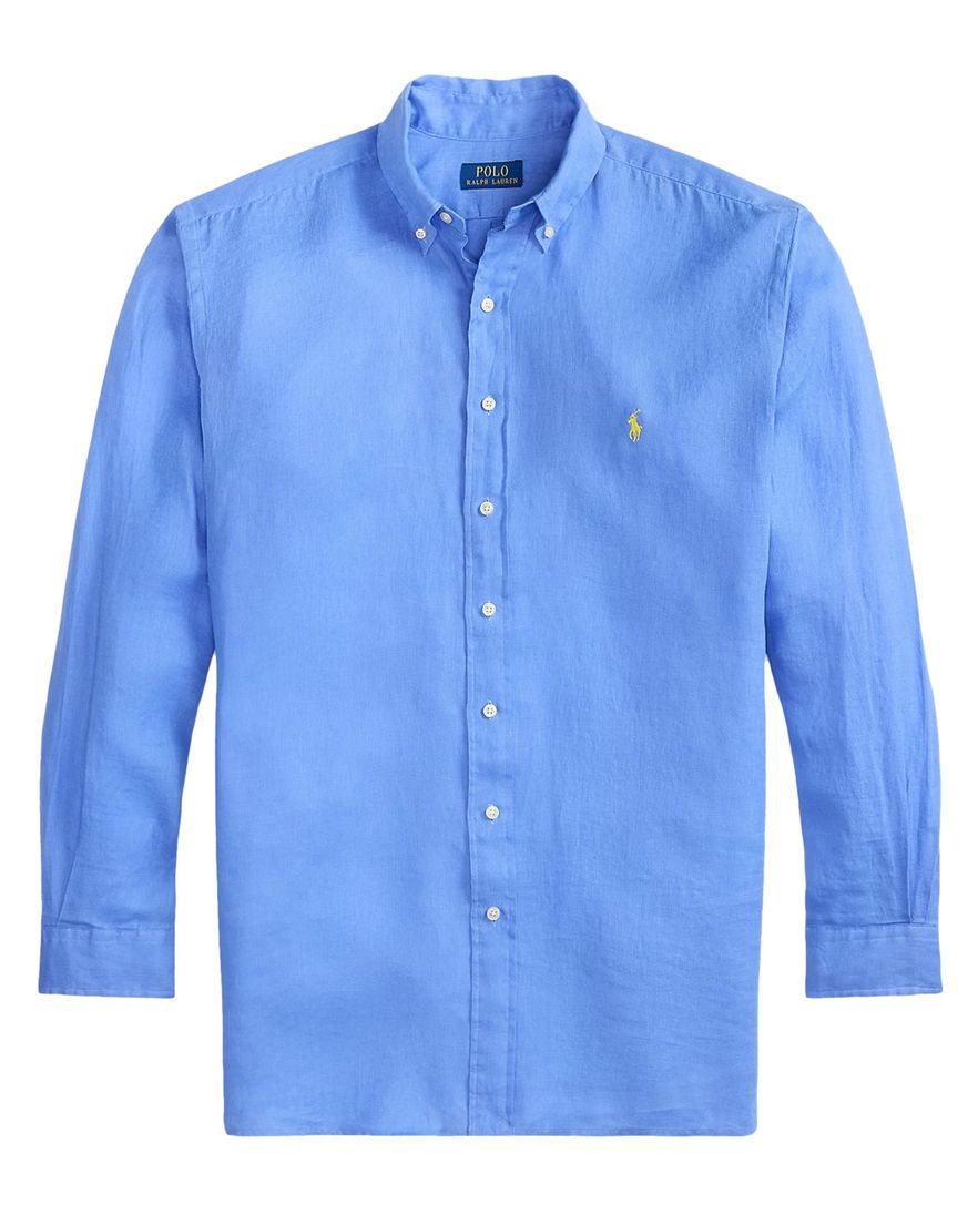 Polo Ralph Lauren big en tall overhemd blauw wijde fit linnen