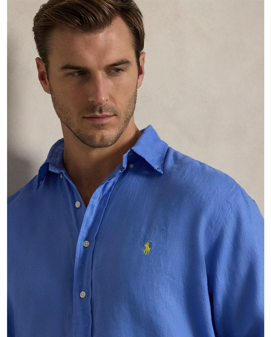 Polo Ralph Lauren big en tall overhemd blauw wijde fit linnen