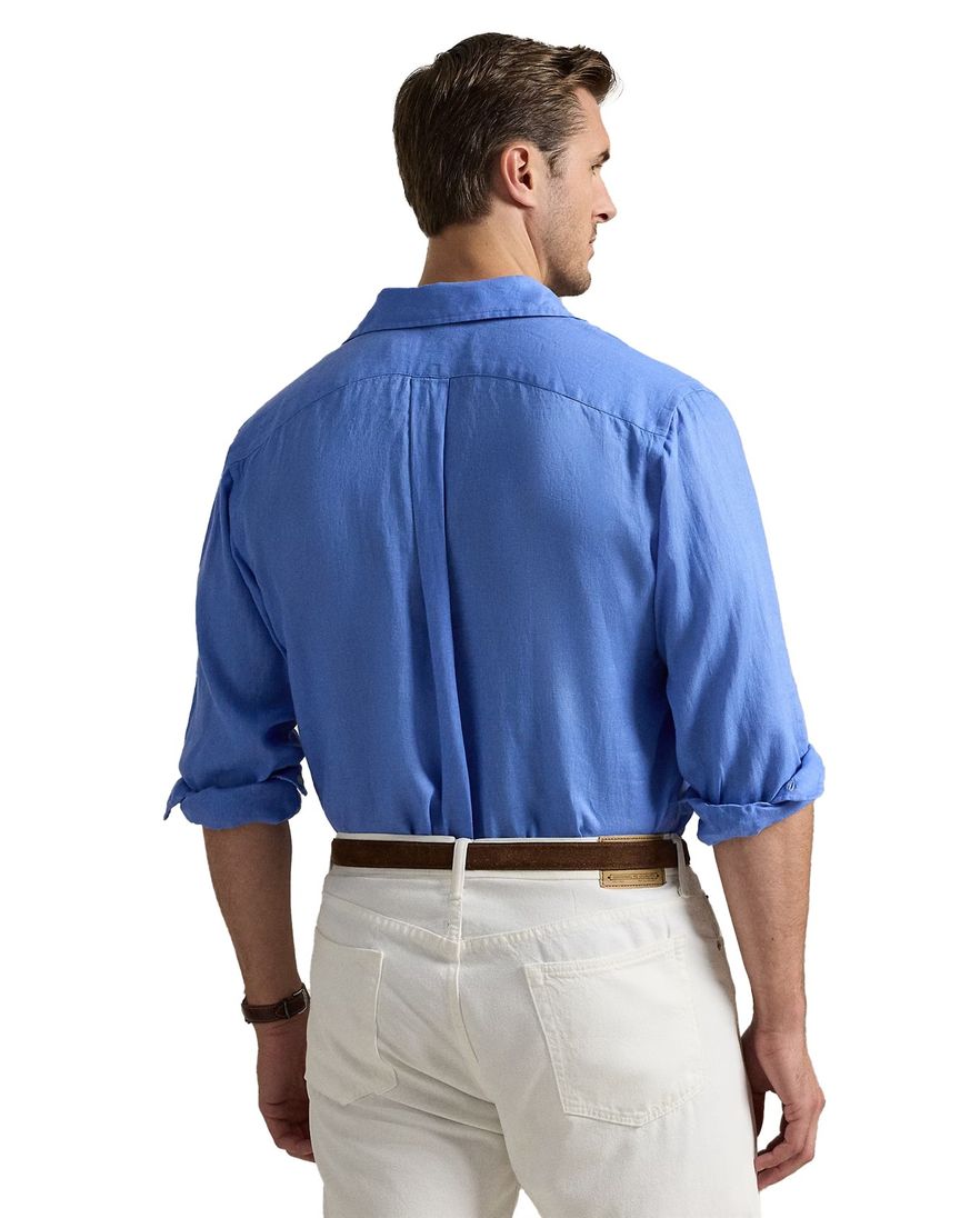 Polo Ralph Lauren big en tall overhemd blauw wijde fit linnen
