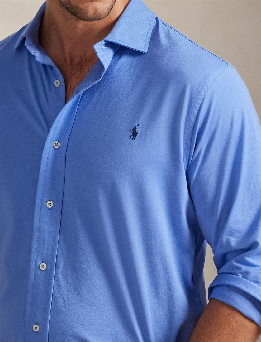 Polo Ralph Lauren big en tall overhemd blauw katoen jersey