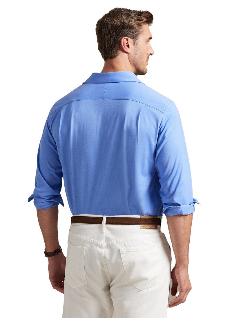 Polo Ralph Lauren big en tall overhemd blauw katoen jersey