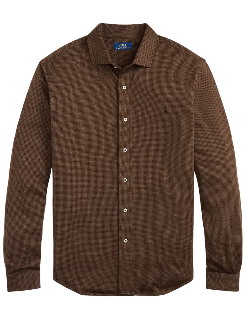 Polo Ralph Lauren big en tall overhemd bruin wijde fit jersey