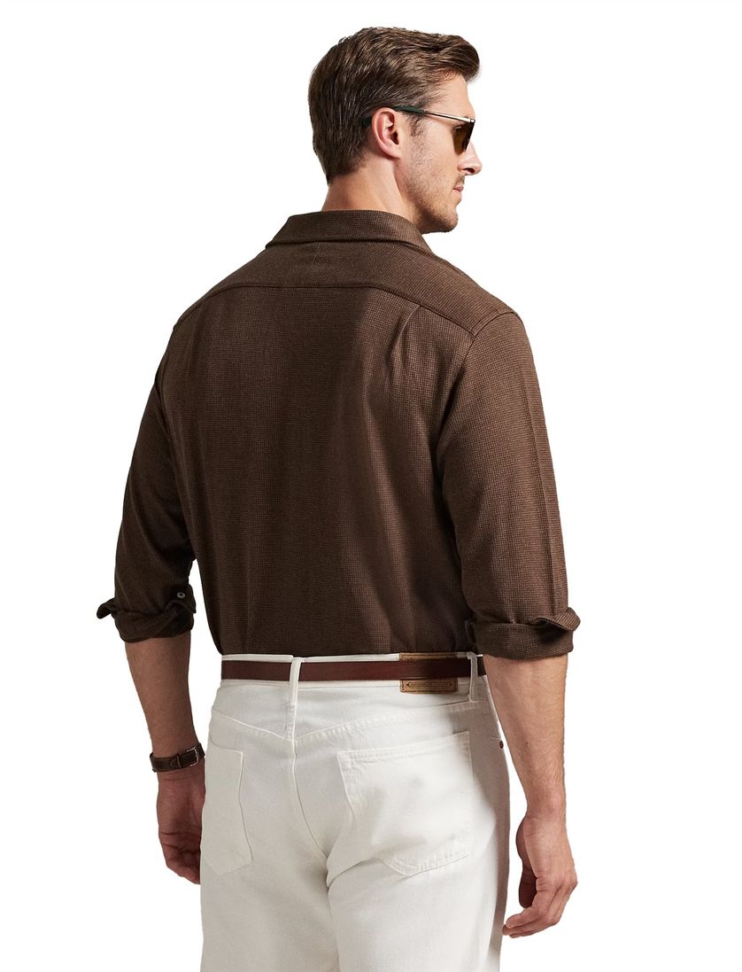 Polo Ralph Lauren big en tall overhemd bruin wijde fit jersey
