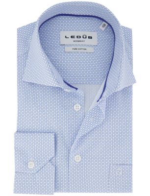 Ledub Ledub geprint lichtblauw overhemd katoen