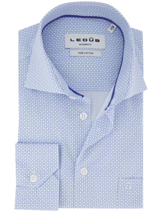 Ledub overhemd lichtblauw geprint