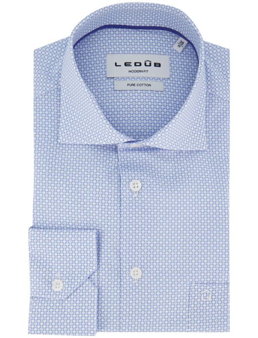 Ledub overhemd lichtblauw geprint