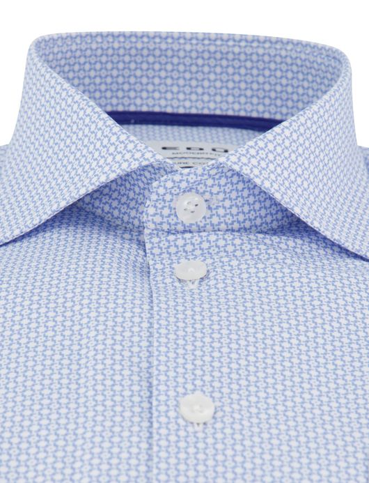 Ledub overhemd lichtblauw modern fit geprint