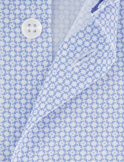 Ledub overhemd lichtblauw modern fit geprint