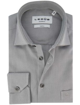 Ledub Ledub modern fit overhemd grijs geprint