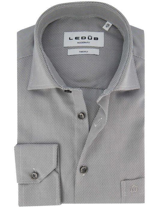 Ledub modern fit overhemd grijs katoen
