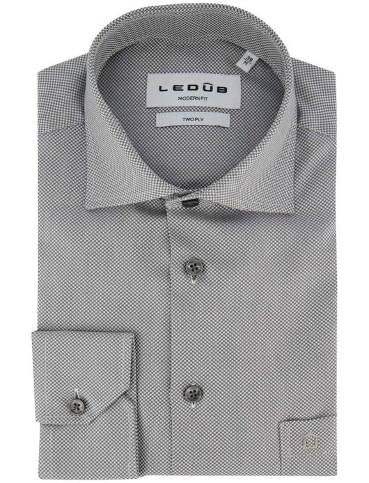 Ledub modern fit overhemd grijs katoen