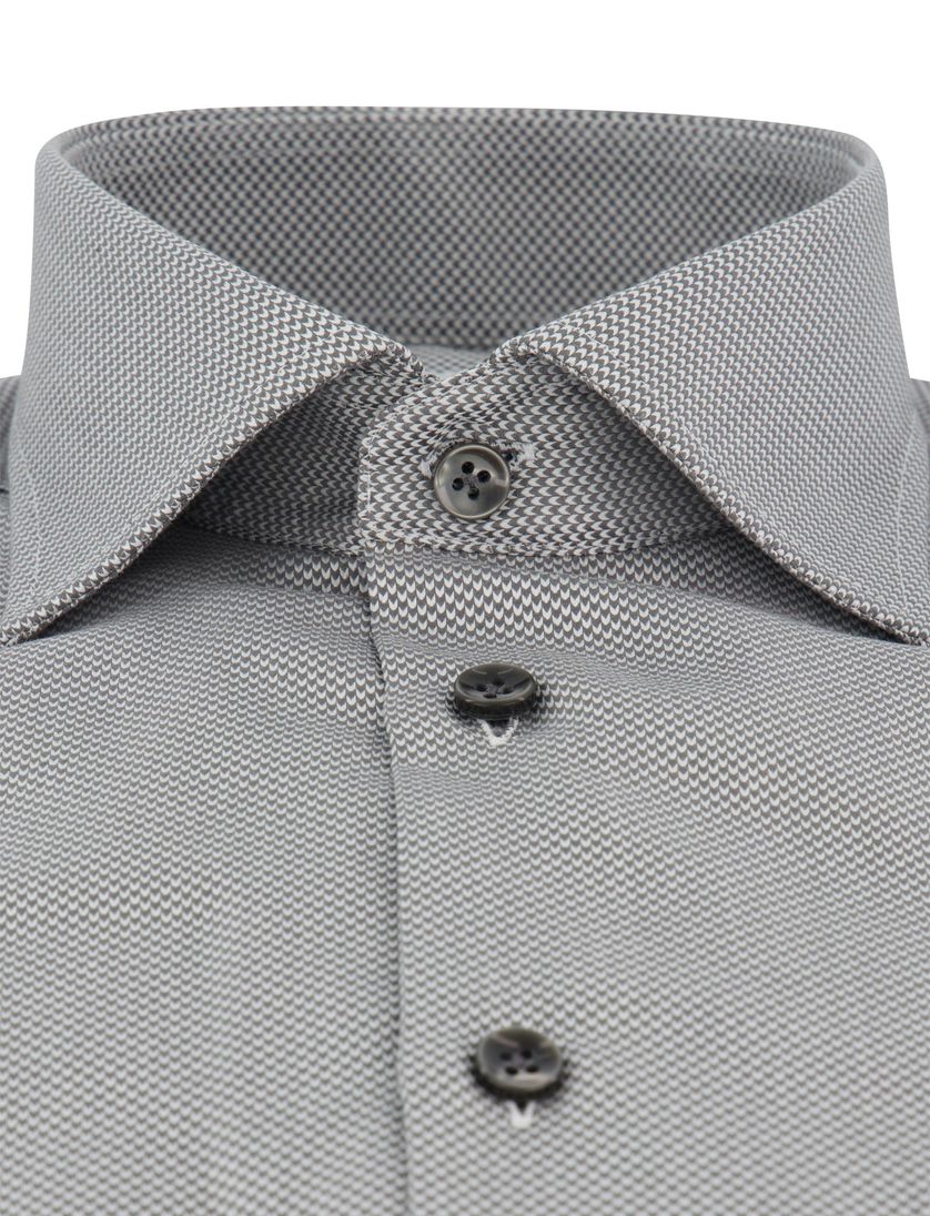 Ledub modern fit overhemd grijs katoen met borstzak