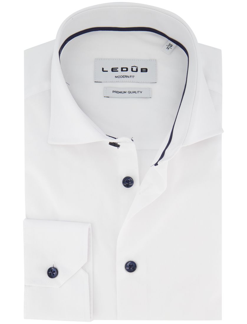 Ledub overhemd modern fit zwart effen