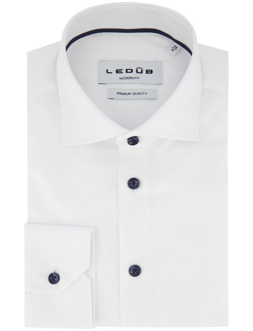 Ledub overhemd modern fit zwart effen