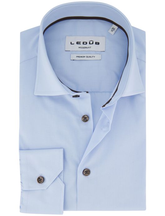 Ledub overhemd lichtblauw effen