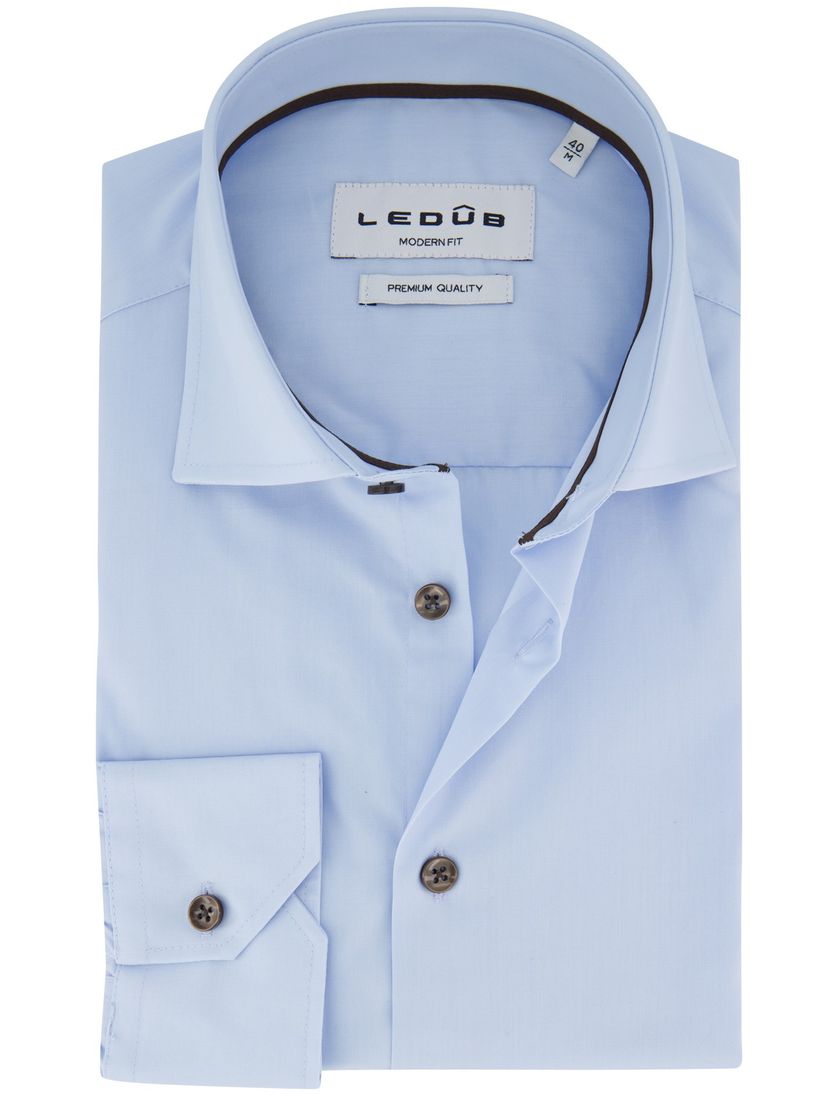 Ledub overhemd modern fit lichtblauw katoen