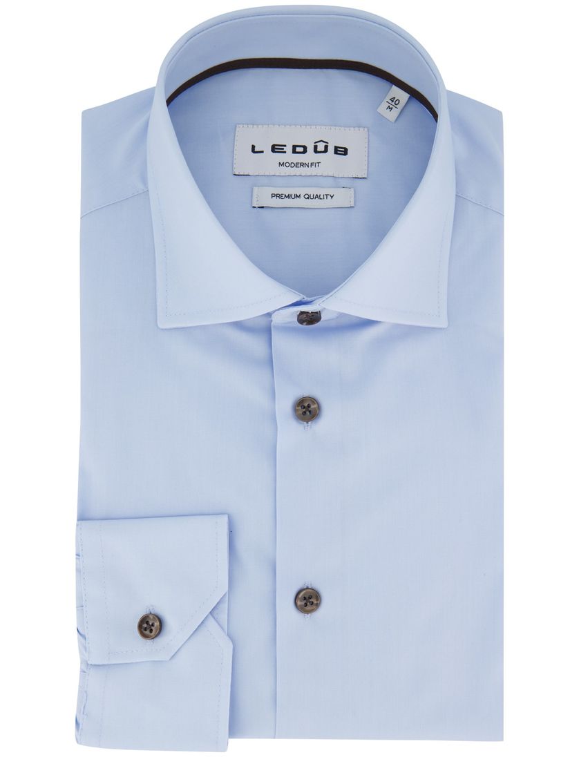 Ledub overhemd modern fit lichtblauw katoen