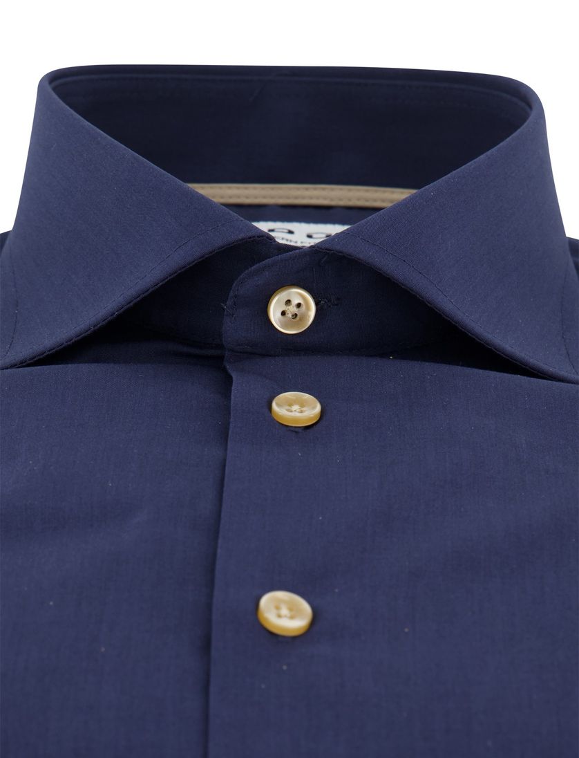 Ledub overhemd donkerblauw katoen effen