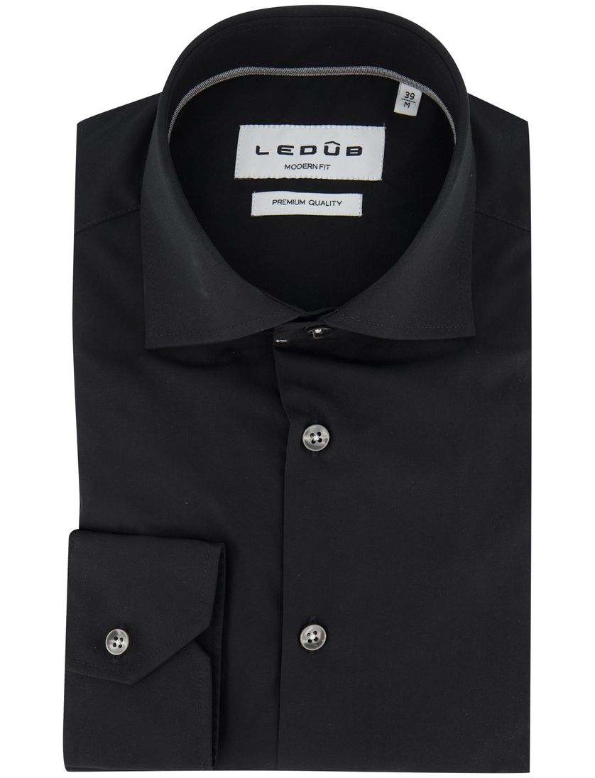 Ledub modern fit zwart overhemd katoen
