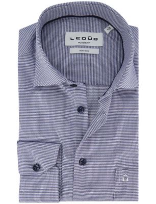 Ledub Ledub overhemd donkerblauw geprint strijkvrij