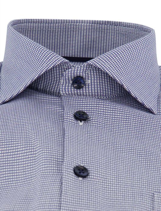 Ledub overhemd katoen donkerblauw strijkvrij