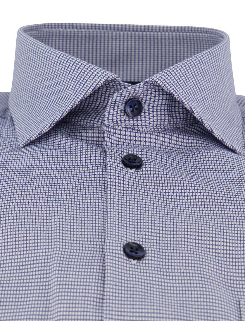 Ledub overhemd donkerblauw geprint modern fit