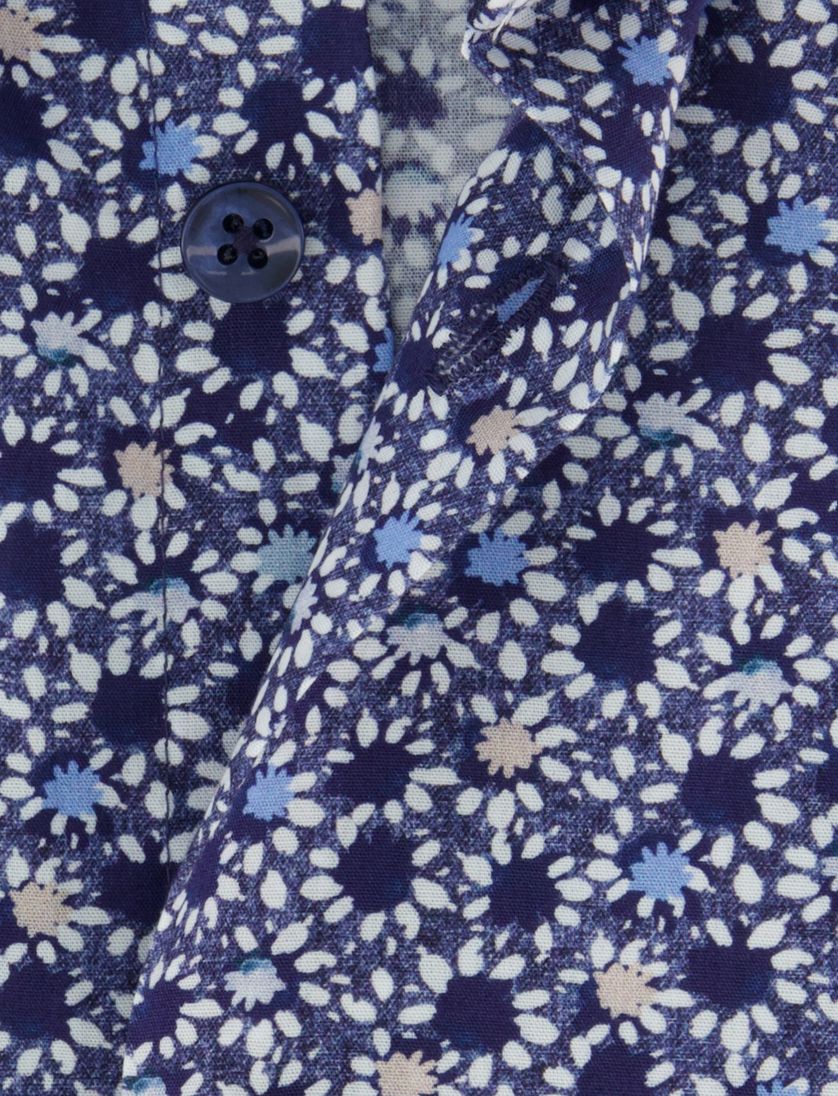 Ledub overhemd modern fit donkerblauw printje