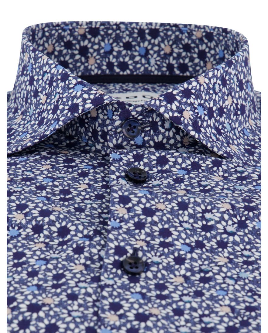 Ledub overhemd modern fit geprint blauw