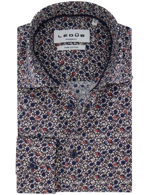 Ledub Ledub overhemd katoen navy geprint normale fit mouwlengte 7
