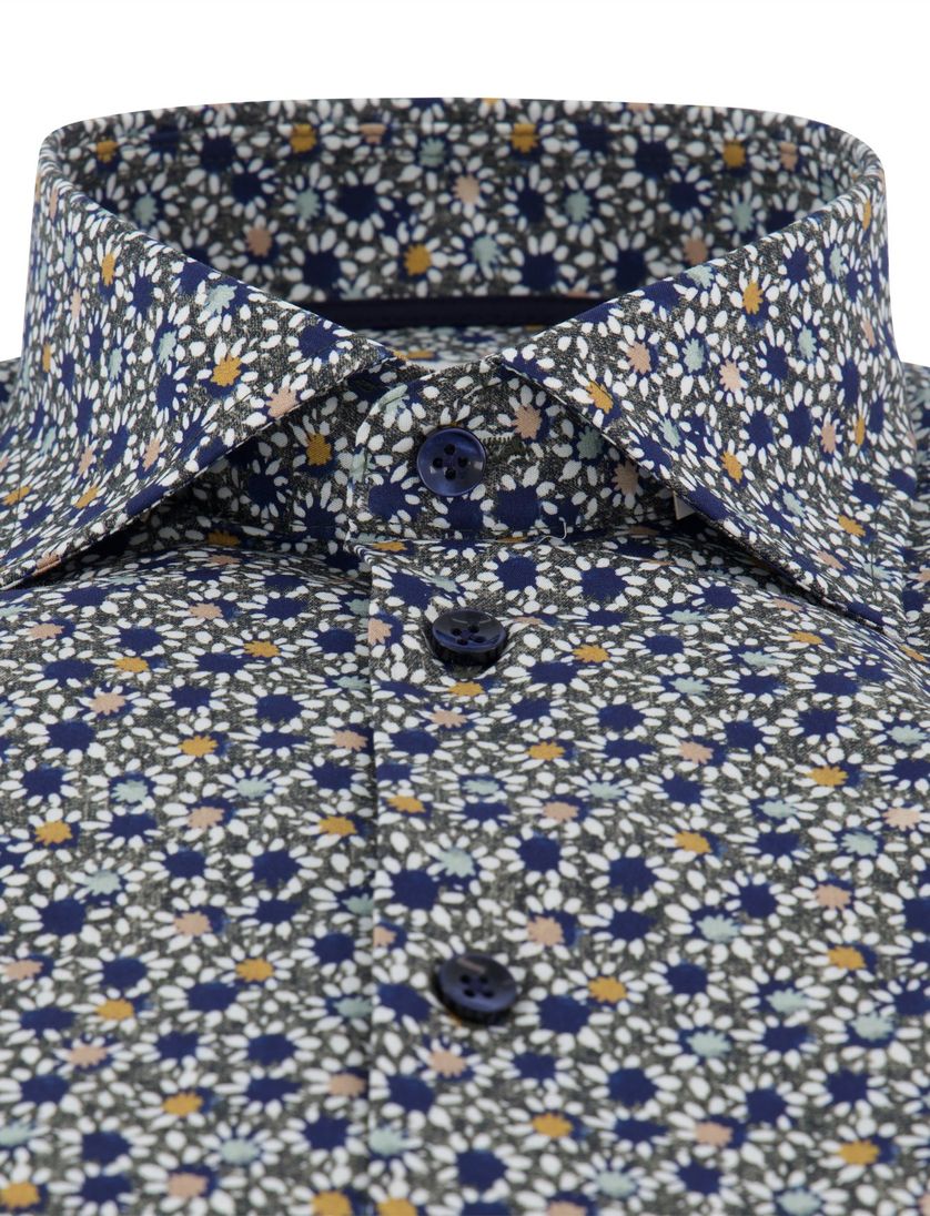 Ledub overhemd katoen geprint donkergroen normale fit