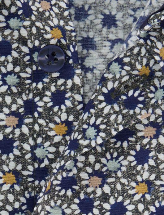 Ledub overhemd donkergroen geprint katoen normale fit