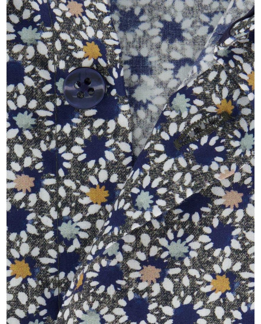 Ledub overhemd geprint donkergroen katoen normale fit