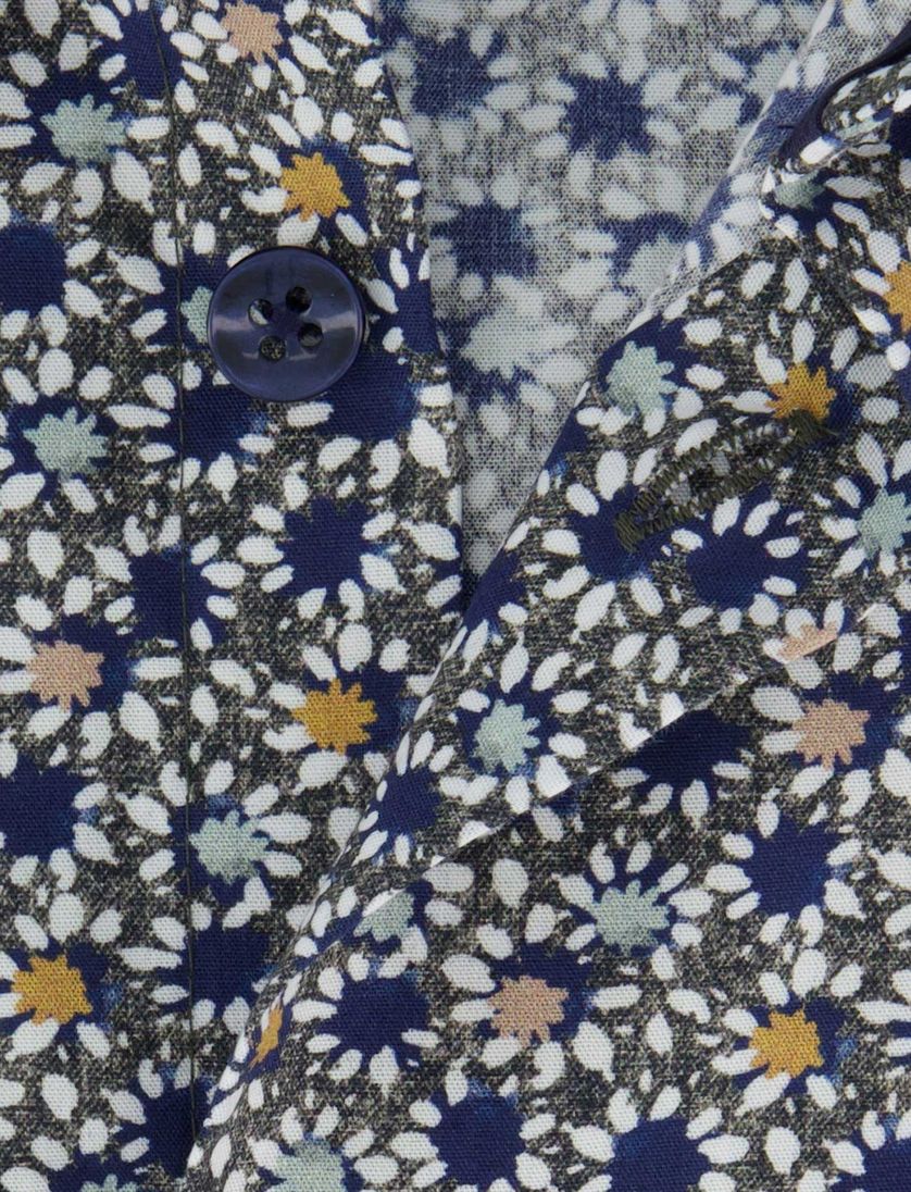 Ledub overhemd katoen geprint donkergroen normale fit