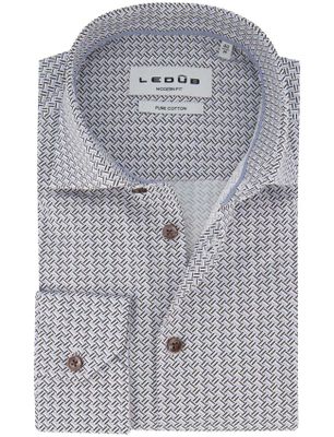 Ledub Ledub overhemd modern fit lichtblauw geprint