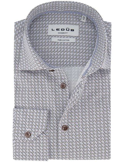 Ledub Ledub overhemd modern fit lichtblauw geprint
