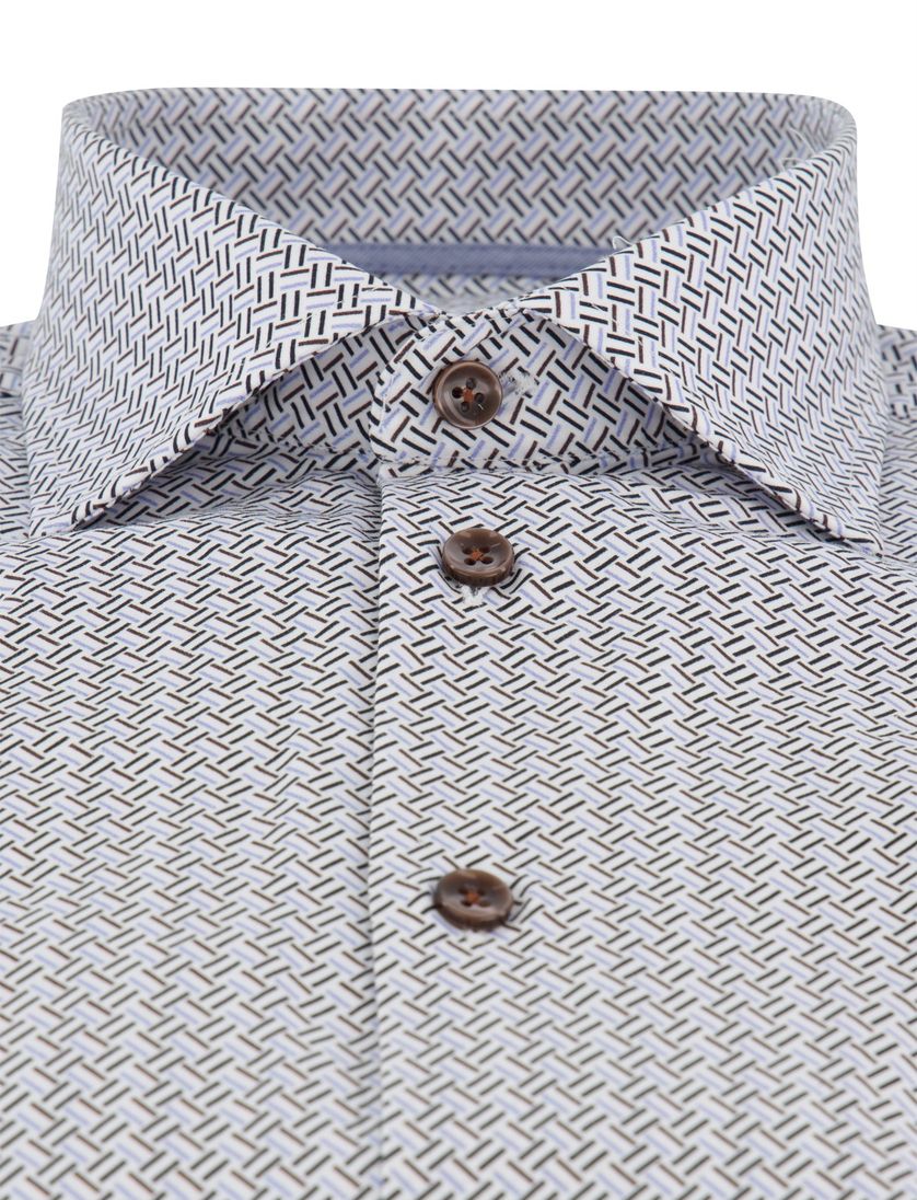 Ledub overhemd modern fit lichtblauw geprint