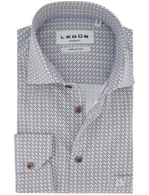 Ledub Ledub overhemd mouwlengte 7 blauw geprint