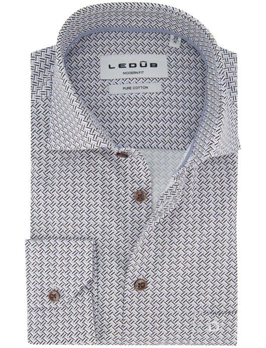 Ledub overhemd mouwlengte 7 blauw geprint