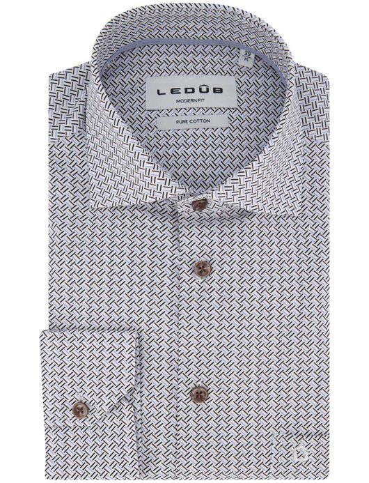 Ledub overhemd mouwlengte 7 blauw geprint