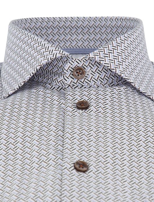 Ledub overhemd mouwlengte 7 blauw geprint